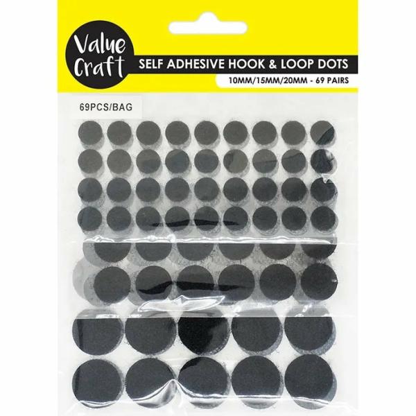 Adhesives |  Black Colour Hook & Loop Self Adhesive Dots Adhesives Adhesives