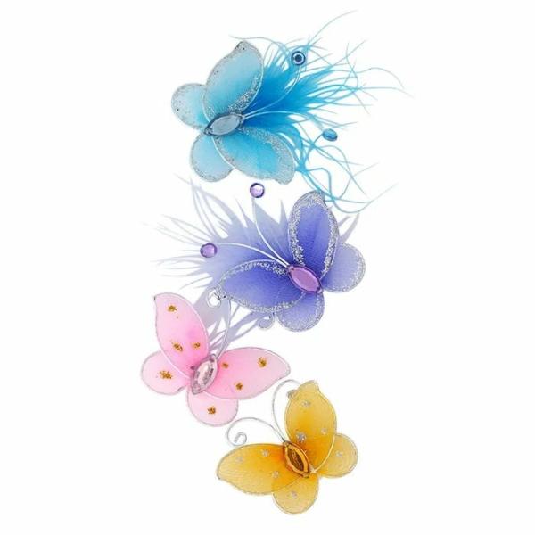 Animal Embellishments |  Wire Butterfly With Feathers Embellishment Animal Embellishments Animal Embellishments