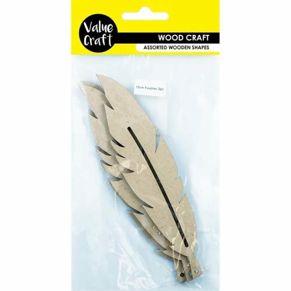 Craft Wooden Items |  15Cm Craft Raw Wood Feathers Shape Art & Craft Essentials Craft Wooden Items