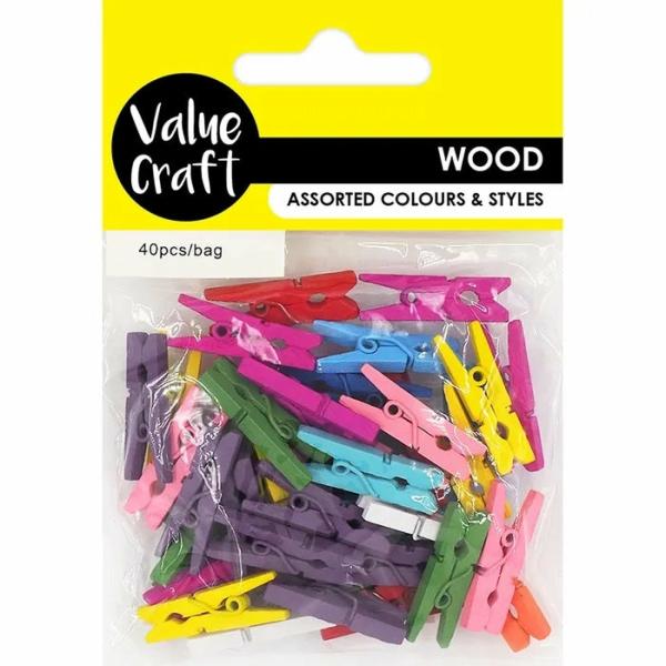 Craft Wooden Items |  2.5Cm Multicolour Wooden Craft Pegs Art & Craft Essentials Craft Wooden Items