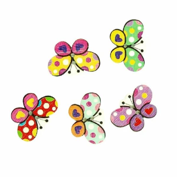 Craft Wooden Items |  3Cm X 2Cm Wooden Butterfly Buttons Art & Craft Essentials Craft Wooden Items