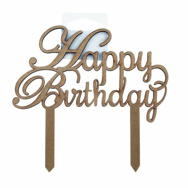 Craft Wooden Items |  Raw Wood Happy Birthday Cake Topper Art & Craft Essentials Craft Wooden Items