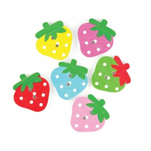 Craft Wooden Items |  Strawberry Shape Wooden Buttons Art & Craft Essentials Craft Wooden Items