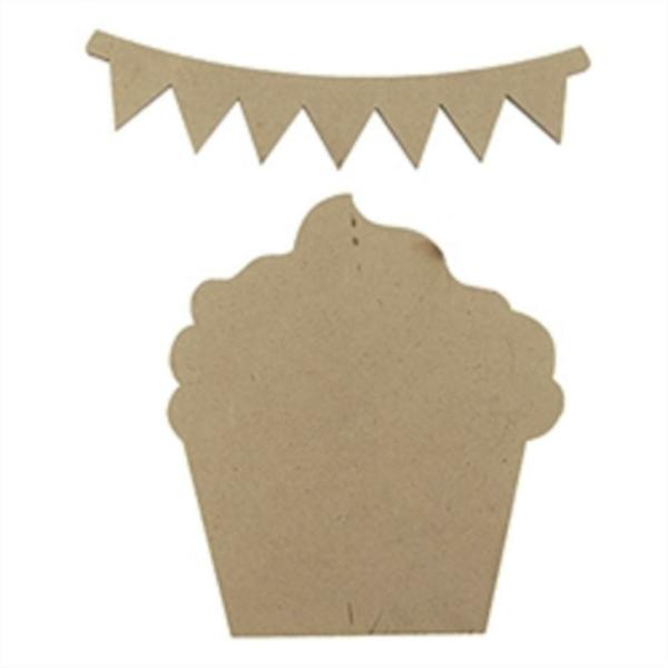 Craft Wooden Items |  Wood Cupcake And Bunting Art & Craft Essentials Craft Wooden Items