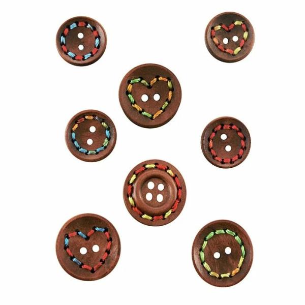 Craft Wooden Items |  Wooden Buttons With Stitching Art & Craft Essentials Craft Wooden Items