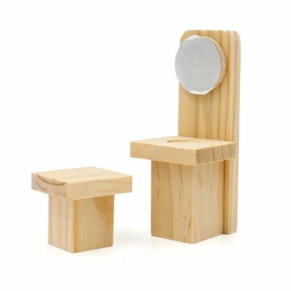 Craft Wooden Items |  Wooden Doll House Furniture – Vanity Unit And Stool Art & Craft Essentials Craft Wooden Items