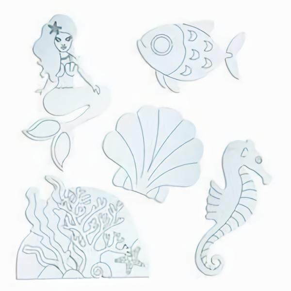 Diy Craft Kits |  Colour In Shapes – Sea Theme Art & Craft Essentials Diy Craft Kits