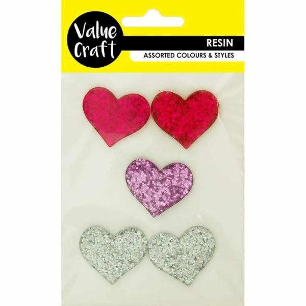 Embellishments |  3Cm Heart Shape Resin Embellishments Art & Craft Essentials Embellishments