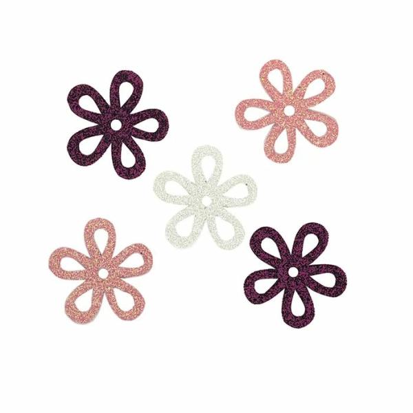 Embellishments |  Fabric Glitter Flower Embellishment Art & Craft Essentials Embellishments