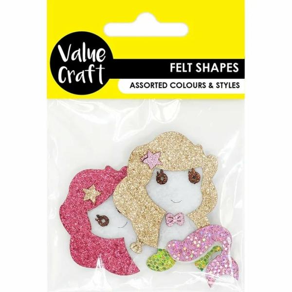 Embellishments |  Mermaid Shapes Glitter Felt Embellishment Art & Craft Essentials Embellishments