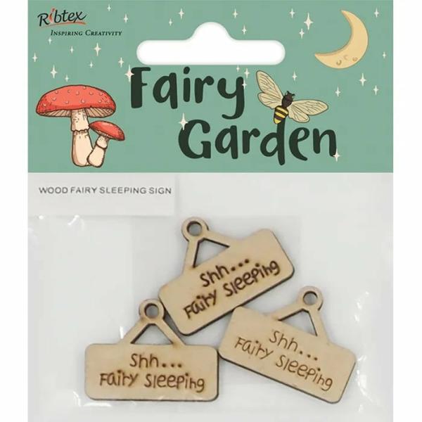 Embellishments |  Wooden Fairy Garden Sleeping Sign Art & Craft Essentials Craft Wooden Items