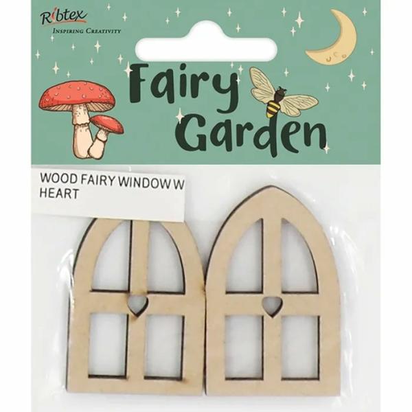 Embellishments |  Wooden Fairy Garden Window With Heart Art & Craft Essentials Craft Wooden Items