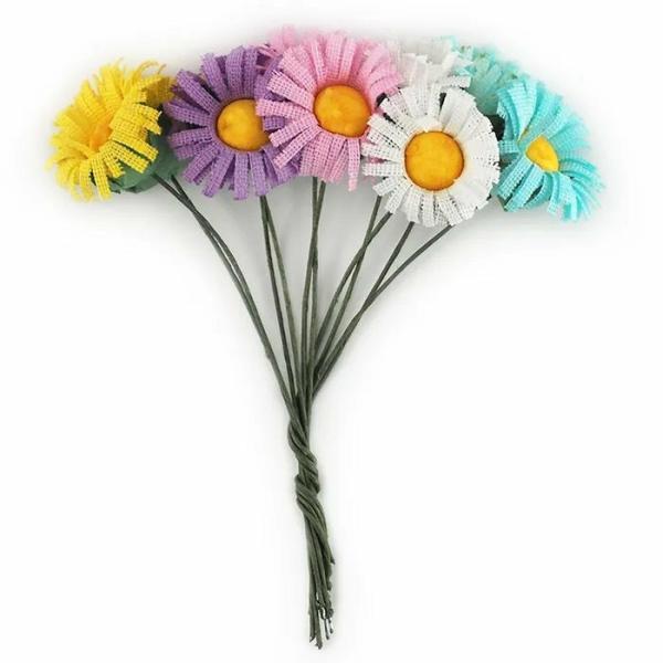 Floral Craft |  15Mm Pastel Colours Fabric Daisy’s On Stems Flower Art & Craft Essentials Floral Craft