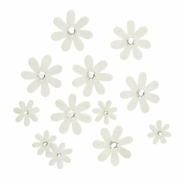 Floral Craft |  White Colour Florettes With Sparkle Flowers Art & Craft Essentials Embellishments