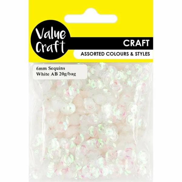 Glitters & Sequins |  6Mm White Ab Craft Sequins Art & Craft Essentials Glitters & Sequins