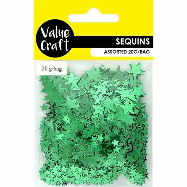 Glitters & Sequins |  Green Colour Star Shape Scatters Art & Craft Essentials Glitters & Sequins