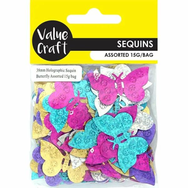 Glitters & Sequins |  Holographic Butterfly Sequins Scatter Art & Craft Essentials Glitters & Sequins