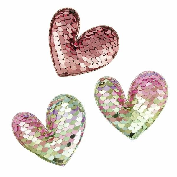 Glitters & Sequins |  Puffy Sequined Heart Shape Embellishment Art & Craft Essentials Embellishments