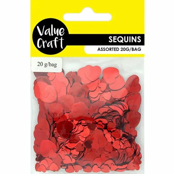 Glitters & Sequins |  Red Colour Heart Shape Scatters Art & Craft Essentials Glitters & Sequins