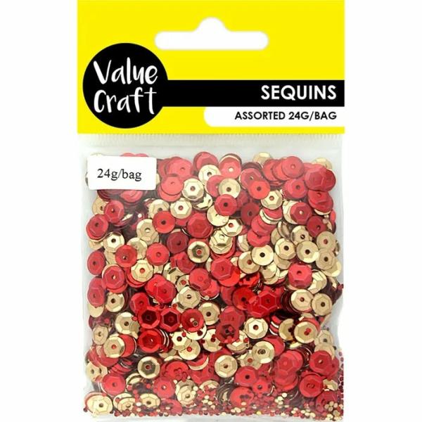 Glitters & Sequins |  Red & Gold Craft Cup Sequins Art & Craft Essentials Glitters & Sequins