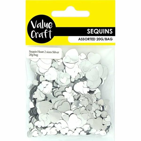 Glitters & Sequins |  Silver Colour Heart Shape Scatters Art & Craft Essentials Glitters & Sequins