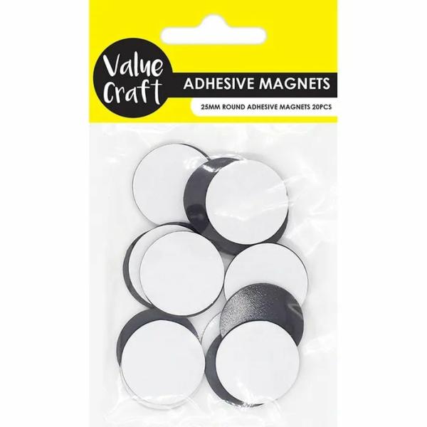 Magnets |  25Mm Self Adhesive Round Magnets Art & Craft Essentials Magnets