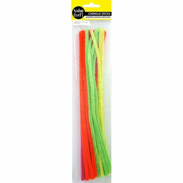 Pom Pom & Chenille Stems |  6Mm Fluorescent Colours Chenille Sticks Art & Craft Essentials Pom Pom & Chenille Stems