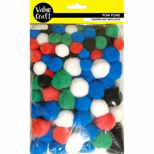 Pom Pom & Chenille Stems |  Assorted Mixed Colour Craft Pom Pom Art & Craft Essentials Pom Pom & Chenille Stems