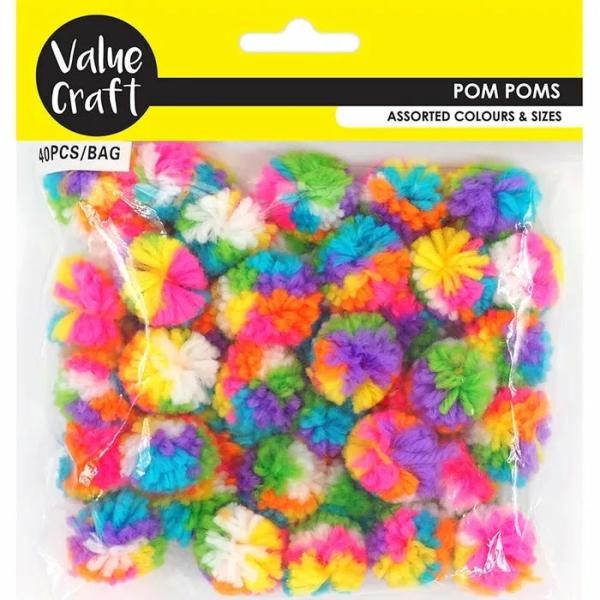 Pom Pom & Chenille Stems |  Multi Fluro Yarn Pom Pom Art & Craft Essentials Pom Pom & Chenille Stems