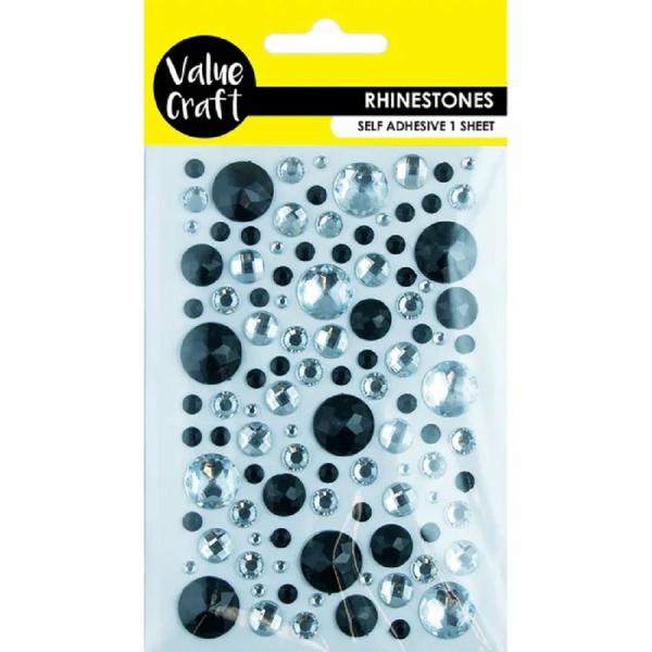 Rhinestones |  Craft Black & Silver Bubble Self-Adhesive Rhinestones Art & Craft Essentials Rhinestones