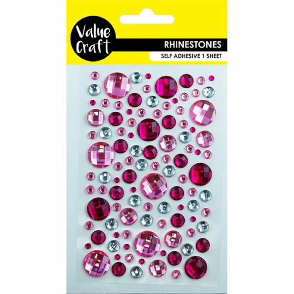 Rhinestones |  Craft Pink & Silver Bubble Self-Adhesive Rhinestones Art & Craft Essentials Rhinestones