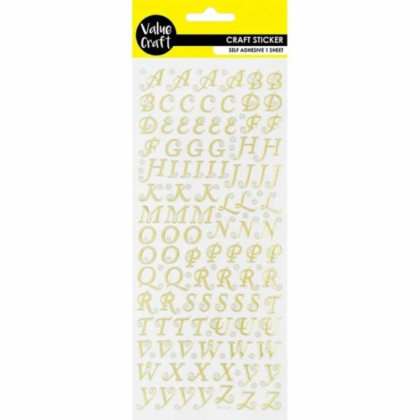 Stickers |  Gold Glitter Capital Alphabet Stickers Art & Craft Essentials Stickers