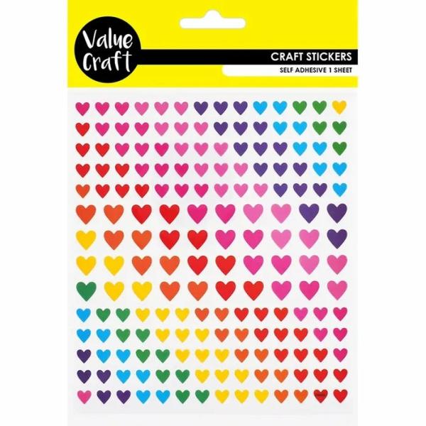 Stickers |  Self Adhesive Rainbow Hearts Stickers Art & Craft Essentials Stickers