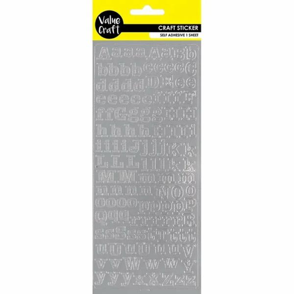 Stickers |  Silver Alphabet Flat Peel Stickers Art & Craft Essentials Stickers