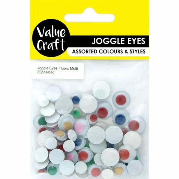 Toy Making Supplies |  Fluorescent Colour Craft Joggle Eyes Art & Craft Essentials Toy Making Supplies