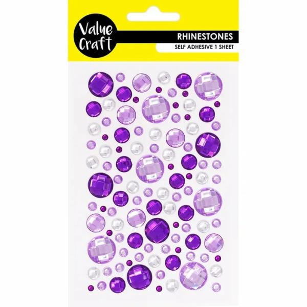 Rhinestones |  Craft Purple & Silver Bubble Self- Adhesive Rhinestones Art & Craft Essentials Rhinestones