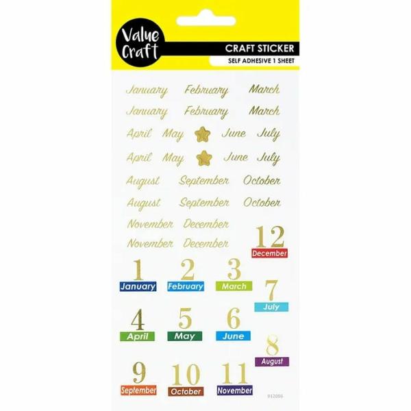 Stickers |  Gold Self Adhesive Months Planner Stickers