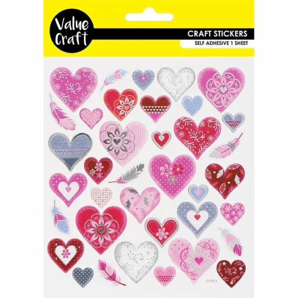 Stickers |  Self Adhesive Heart & Feathers Stickers